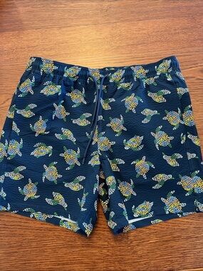 Joe Fresh Navy Swim Trunks with Multicolor Turtle Print